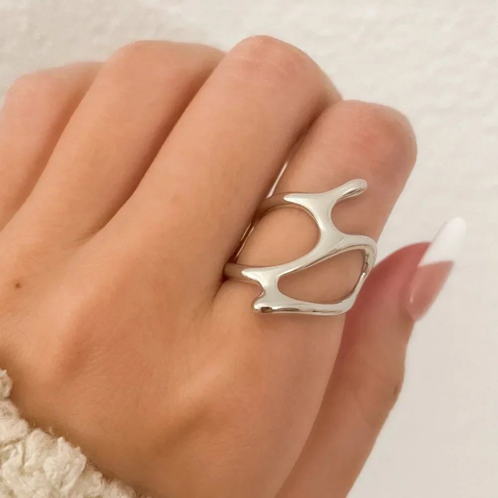 925 Sterling Silver Minimalist Geometric Wrap Ring Modern Boho Unique Ring
